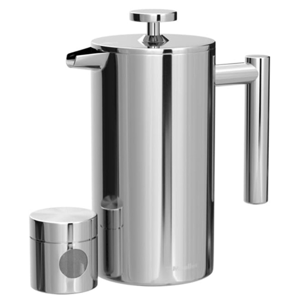 Mueller French Press & Travel Stainless Steel Coffee Canister